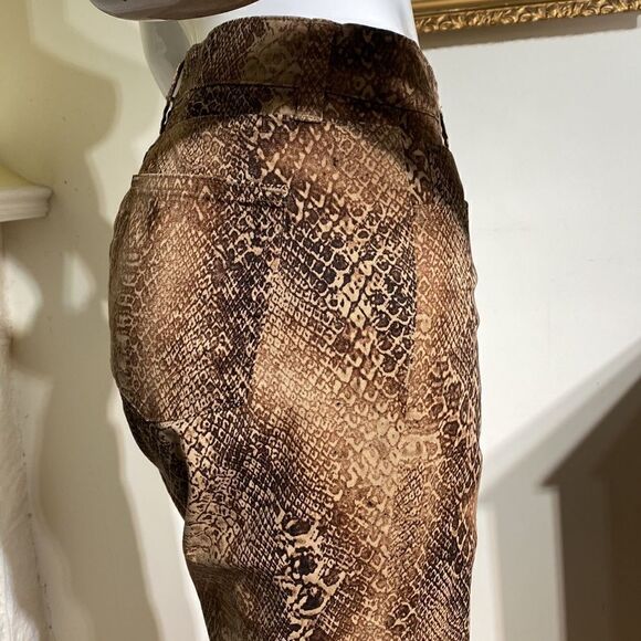 Lauren Ralph Lauren Brown & Tan Snakeskin Print Skinny Ankle Zip Pants - Picture 5 of 14